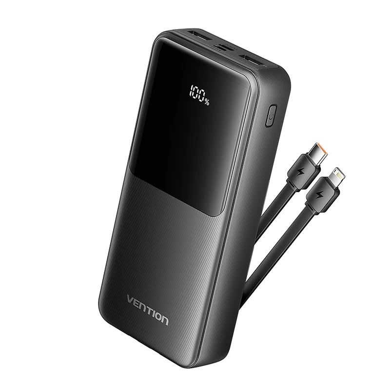 Vention FHPB0 22.5W 20000mAh Power Bank with Built-in USB-C and Lightning Cables