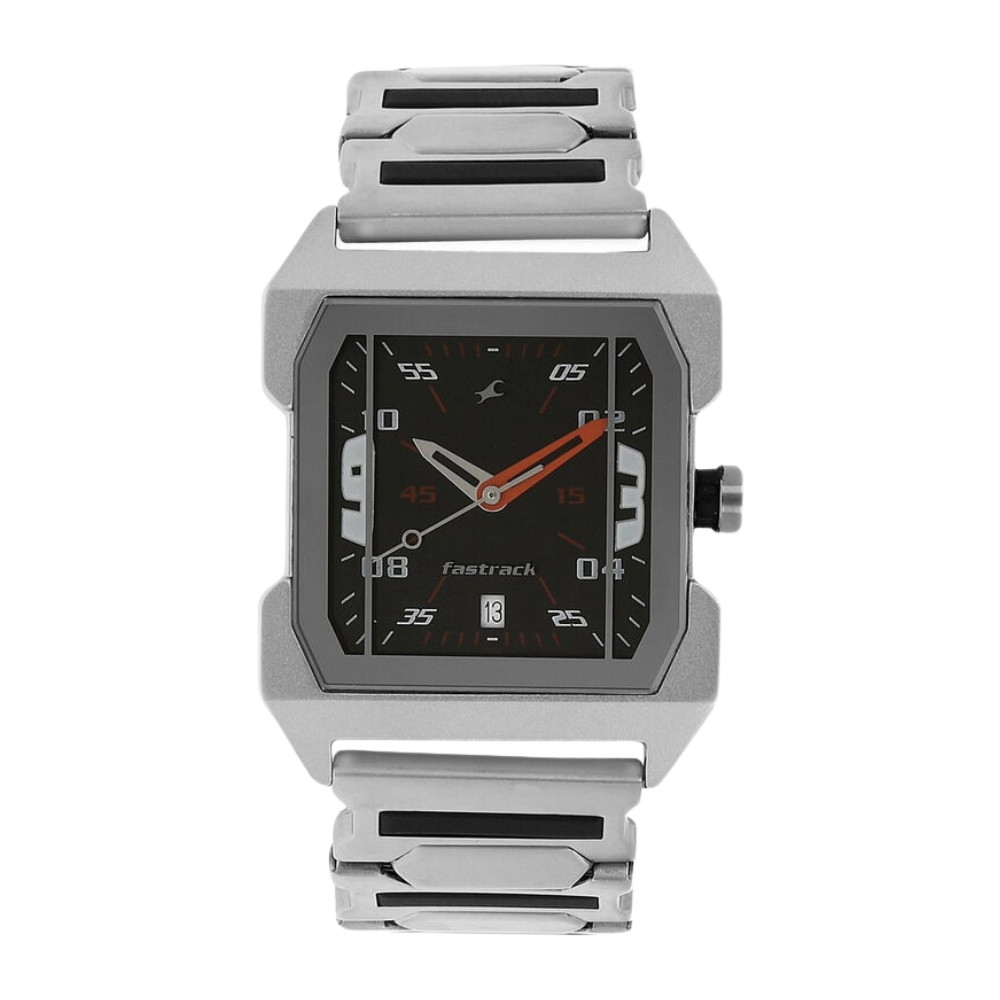 Fastrack Quartz Analog Black Dial Stainless Steel Strap Watch for Guys NR1474SM02